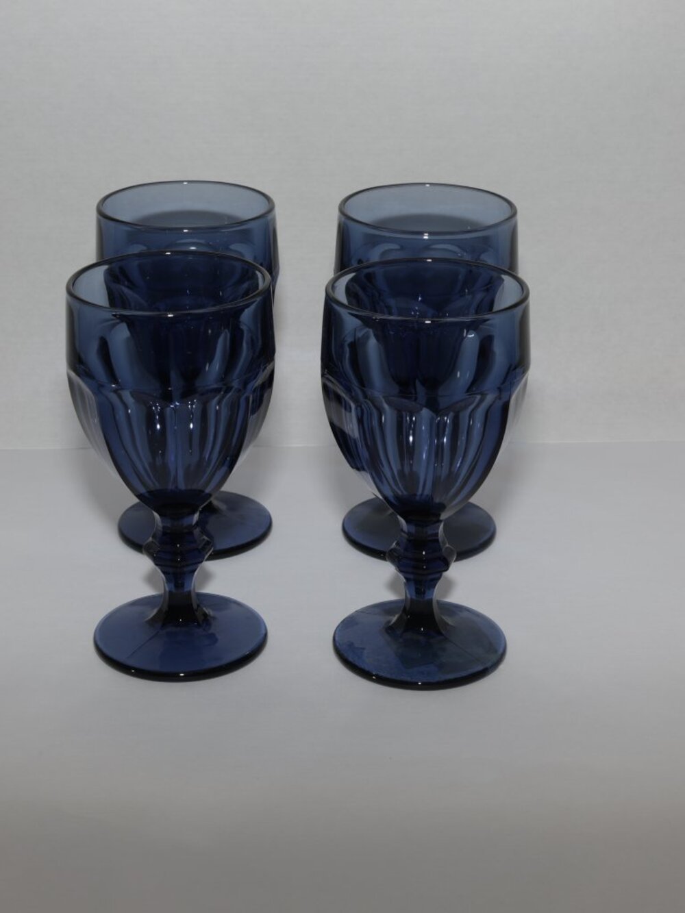 Libbey DuraTuff Blue Goblets Set of 4 Gibraltar Water Wine Glasses Vintage USA - Picture 2 of 5